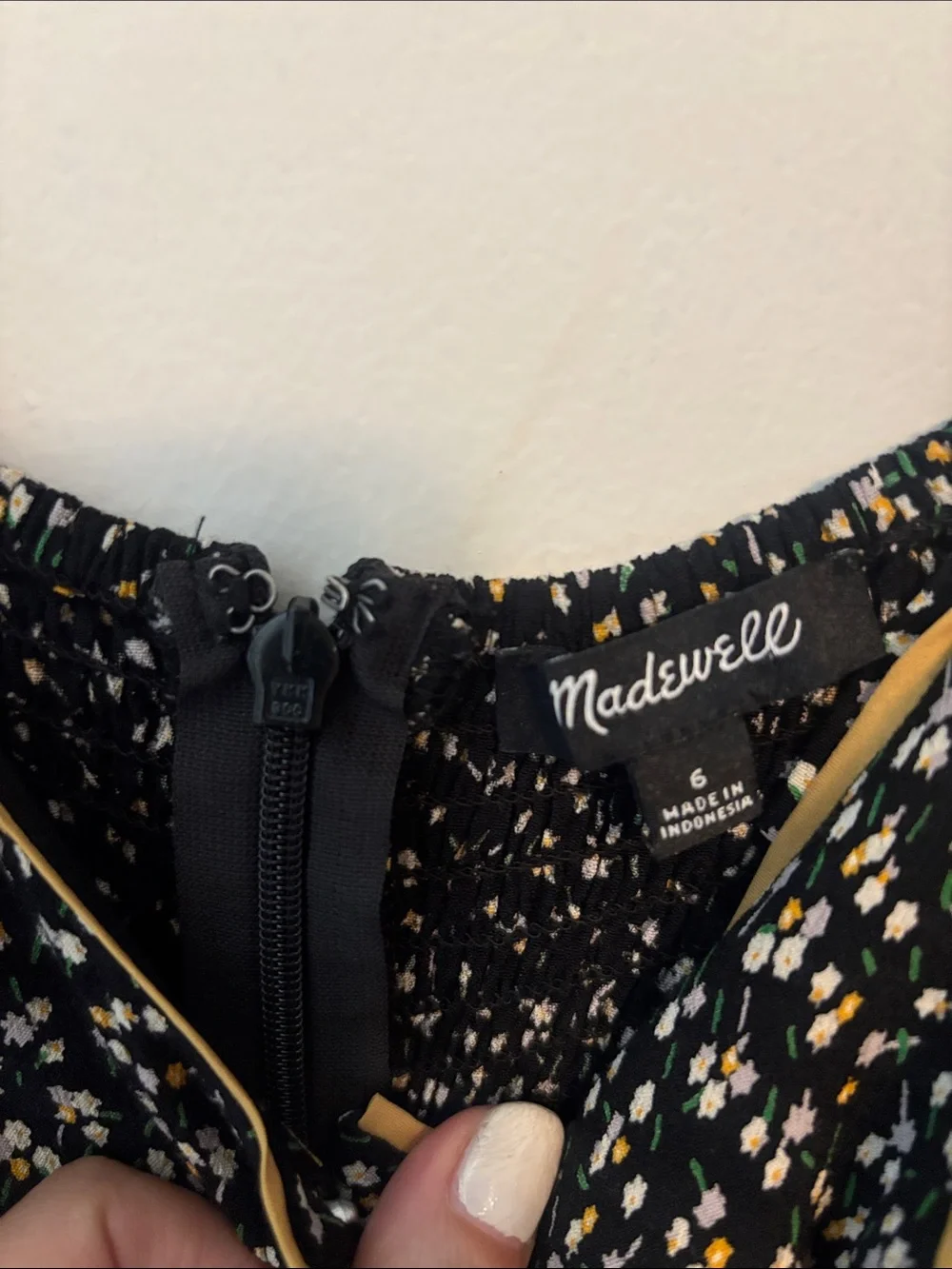 Madewell Sleeveless Jumpsuit Black Floral Adjustable Straps Button Front Size 6